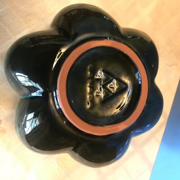 Vintage Blue Mountain BMP Pottery Green Drip Glazed Lotus Bowl Canada MCM - Picture 3 of 7